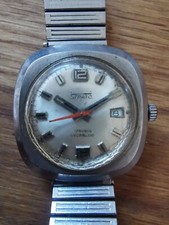 Strato Incabloc Date Montre Bracelet Ancienne Vintage 17 Rubis Fonctionne P1353