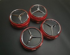 4 Logo Cache Moyeux—Centre—Amg Mercedes Benz Rouge 75mm