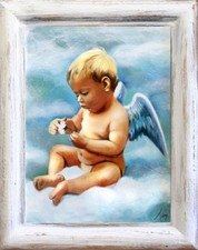 Ange 47x37 Peinture À L'Huile