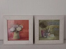 2 tableaux cadres bois blanc
