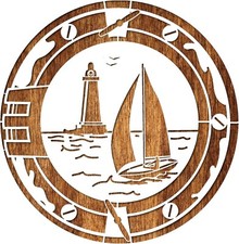 Pochoir 28 x 28 cm en plastique Mylar hublot de marine vue mer