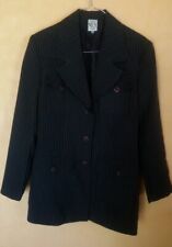 veste redingote manteau noir rayé  blanc  T 38 sur jean jupe pull legging robe