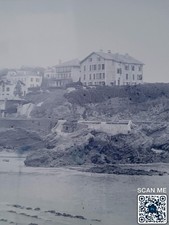 Photo Ancienne Plaque Verre Négatif Pays-Basque Biarritz Port Vieux Digue XIX°