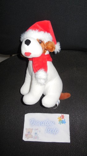 Doudou peluche chien blanc - peluche,