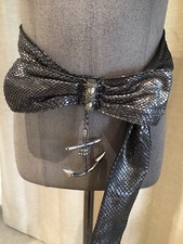 Superbe Ceinture Cuir Python Noir Gris Gianfranco Ferré TU Tbe Authentique 