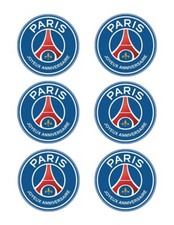 PSG Anniversaire.Décoration comestible.Azyme.Lot de 2x 6 disques diamètre 7,5cm