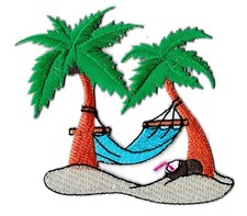 Patche écusson plage hamac cocotiers patch thermocollant broderie brodé