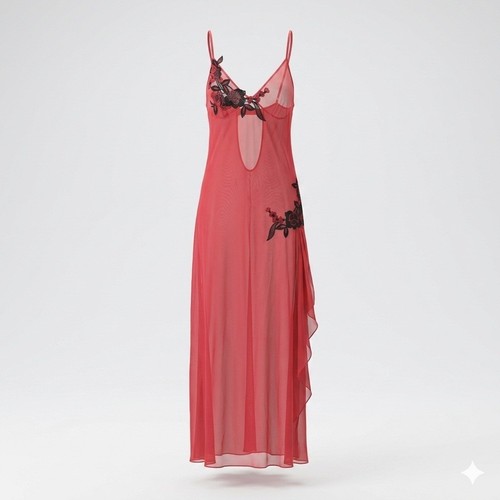 Delicates red black applique - red,