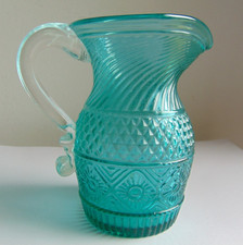 Pichet /crémier verre soufflé sarcelle H:11 cm