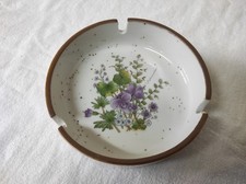 Ancien Cendrier de table en céramique déco floral 11cm de diamètre