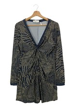 CALVIN KLEIN Blouse longue Dames Blouse T EU 38 kaki-bleu style décontracté