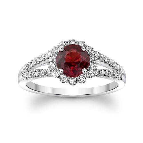 Bague fleur rubis rond - rubis,