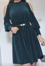 Robe Soirée En Velours Vert  Épaules Dénudées Femme Taille 36 , S 💚