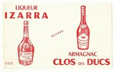 *** Liqueur IZARRA / Armagnac CLOS des DUCS (rouge) *** Buvard ancien 18,5 x 11