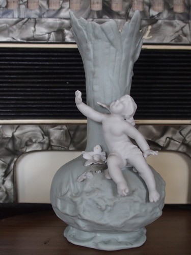 Ancien vase biscuit angelot - biscuit, /angelot