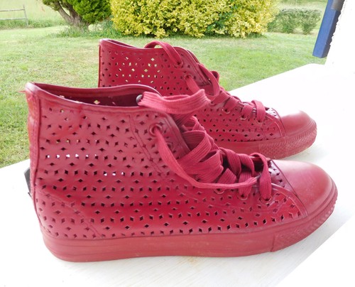 Baskets cuir rouge - cuir, montantes