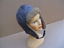 Ancienne coiffe casque casquette en cuir marron Auto / Moto / Avion .