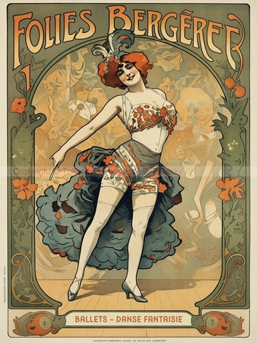 Affiche vintage folies - vintage, "folies