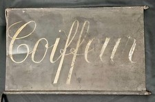 RARE enseigne de commerce COIFFEUR art populaire tôle peinte 1900