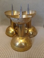 LOT DE 3 PIQUE-CIERGES/CUIVRE METAL/XXème/H.15-20cm/1,8 KG LOT/EGLISE/A NETTOYER