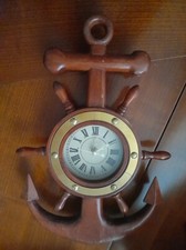 Pendule bois forme Ancre et mat de Bateau (Non fonctionnel)