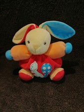 Doudou lapin patapouf jaune orange rouge écureuil Kaloo  Etat neuf