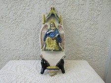 Très beau bénitier en faïence émaillée de Quimper 