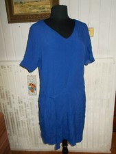 Robe viscose bleu doublé noué COMPTOIR DES COTONNIERS S/38 manches courtes