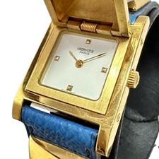 Montres HERMES Medor révisées et remplacées par pile plaqué or/cuir Qu...