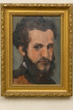 Tableau Peinture Portrait Homme Huile Panneau Style Impressionniste Signé