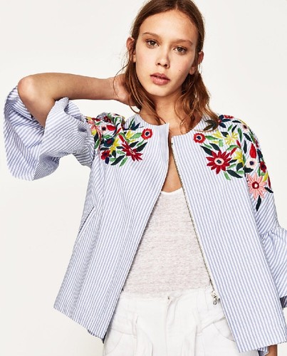 Zara stripe zip jacket with - stripe,