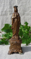 STATUETTE NOTRE DAME DE LOURDES, RÉGULE À PATINE BRONZE VIERGE MARIE H : 15,5 cm