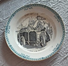 Automobile - ancienne assiette série sport humoristique Roger - faience St Amand