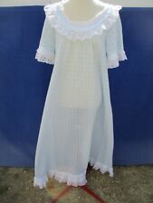 Chemise de nuit N°1 voile bleu dentelle blanche polycoton vintage   T42