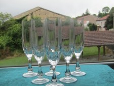 6 flutes a champagne en cristal de Lorraine lemberg taillé
