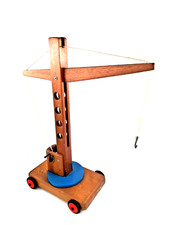 Grue Jouet Sur Roues En Bois