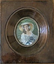 Rare Miniature portrait "Eugénie de Montijo" d'après Winterhalter  signée Max 