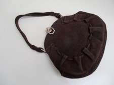 Sac ancien art déco en daim marron