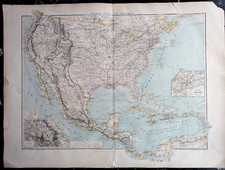 Ancienne Carte Etats-unis Mexique Atlas Niox Imp. par Dufrenoy Paris vers 1900