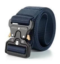 Ceinture Tactique, chasse, pêche et nature - Bleu/boucle doré - Livraison grat.