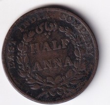Inde Pièce HALF ANNA (1/2) East India Company - 1835 Km#447.1