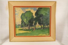 GASTON BALANDE ANCIEN TABLEAU HUILE SUR TOILE BORD DE SEINE EPOQUE DEBUT XX ème