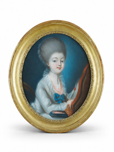 Ancien tableau pastel portrait