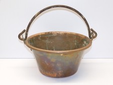 -ANCIEN PETIT CHAUDRON CUIVRE ANSE FER SORTI de GRANGE DECO CHEMINEE