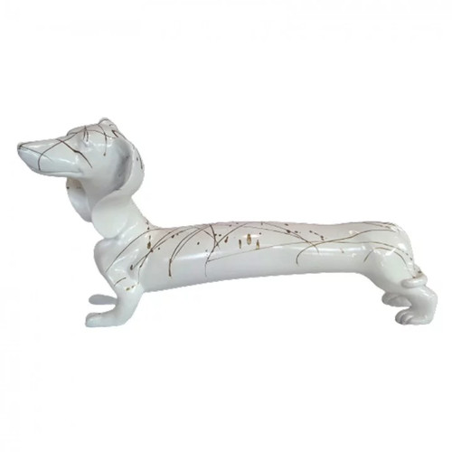 Statue chien teckel - , blanc