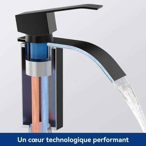 Robinet lavabo cascade noir - lavabo,