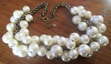 Collier couleur bronze plastron grosses perles blanc nacré magnifique bijou ZARA