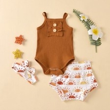 Ensemble 3 pièces bébé fille, 100 % coton, dès 0 mois jusqu'a 9 mois