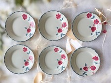 6 assiettes à dessert anciennes en faïence de Salins-lès-Bains (Jura)