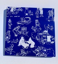 Tintin plaque émaillé fond bleu      (no aroutcheff, leblon, pixi, moulinsart)  